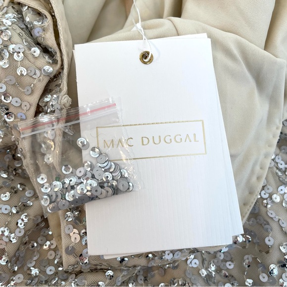 NWT Mac Duggal Silver Sequin Fringe Mini Dress - Picture 11 of 16